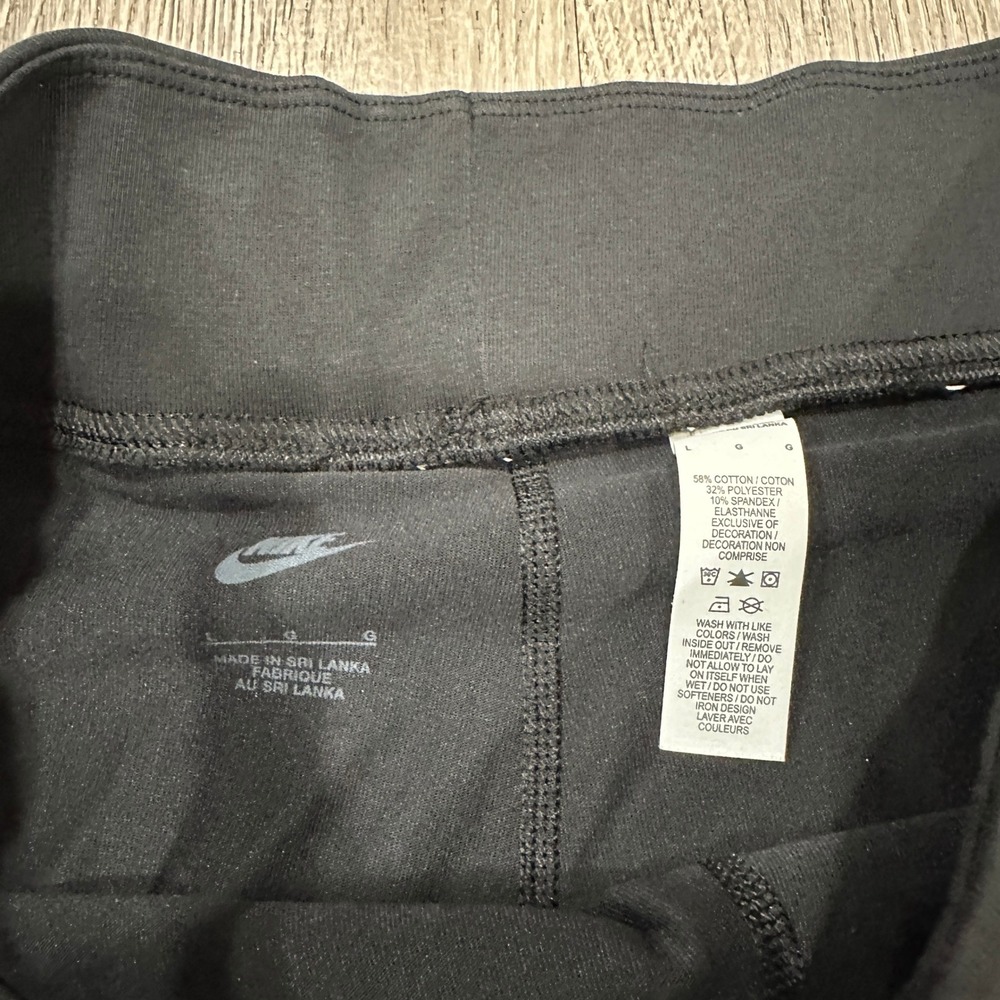 Nike Leggings Women's Large Black Essential Sports White Logo High Rise Leggings - Picture 8 of 12